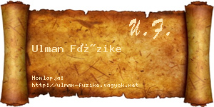 Ulman Füzike névjegykártya